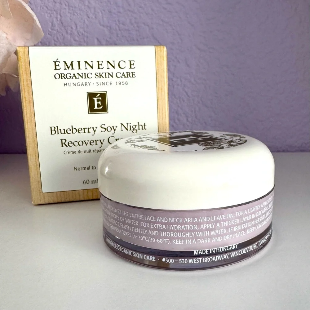 New! EMINENCE Organics Blueberry Soy Night Recovery Cream, 60ml/2oz